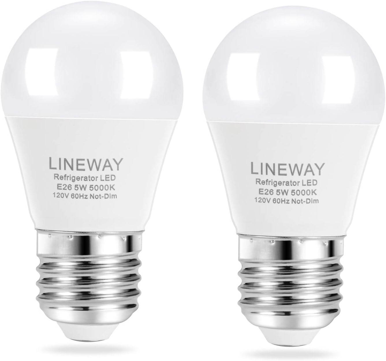 LINEWAY Refrigerator Light Bulb LED Fridge Light Bulbs 5W 40 Watt Equivalent, 120V A15 Waterproof Fridge Appliance Light Bulb 5000K 5W E26 Medium Base Freezer Kitchen Home Lighting, Not-Dim, 2 Pack