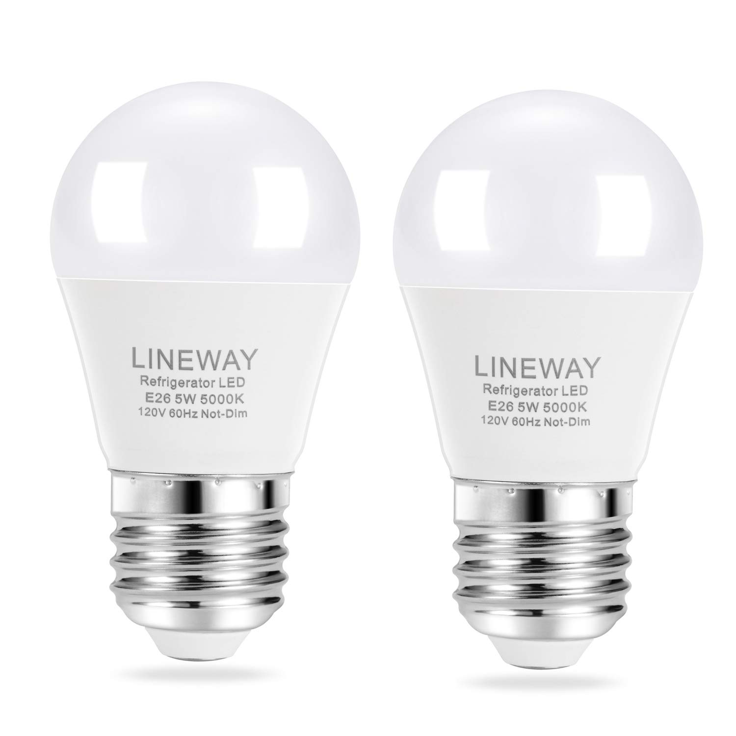 LINEWAY Refrigerator Light Bulb LED Fridge Light Bulbs 5W 40 Watt Equivalent, 120V A15 Waterproof Fridge Appliance Light Bulb 5000K 5W E26 Medium Base Freezer Kitchen Home Lighting, Not-Dim, 2 Pack