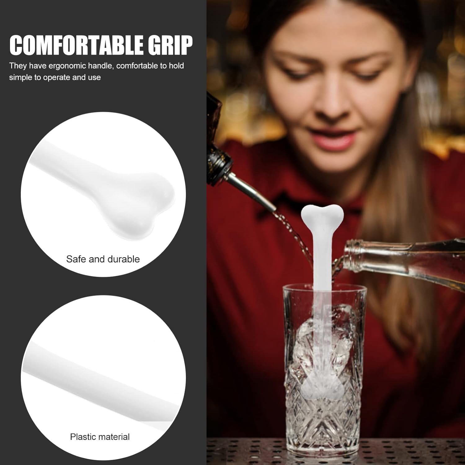 Bone Shaped Cocktail Swizzle Sticks 50Pcs Plastic Lightweight White