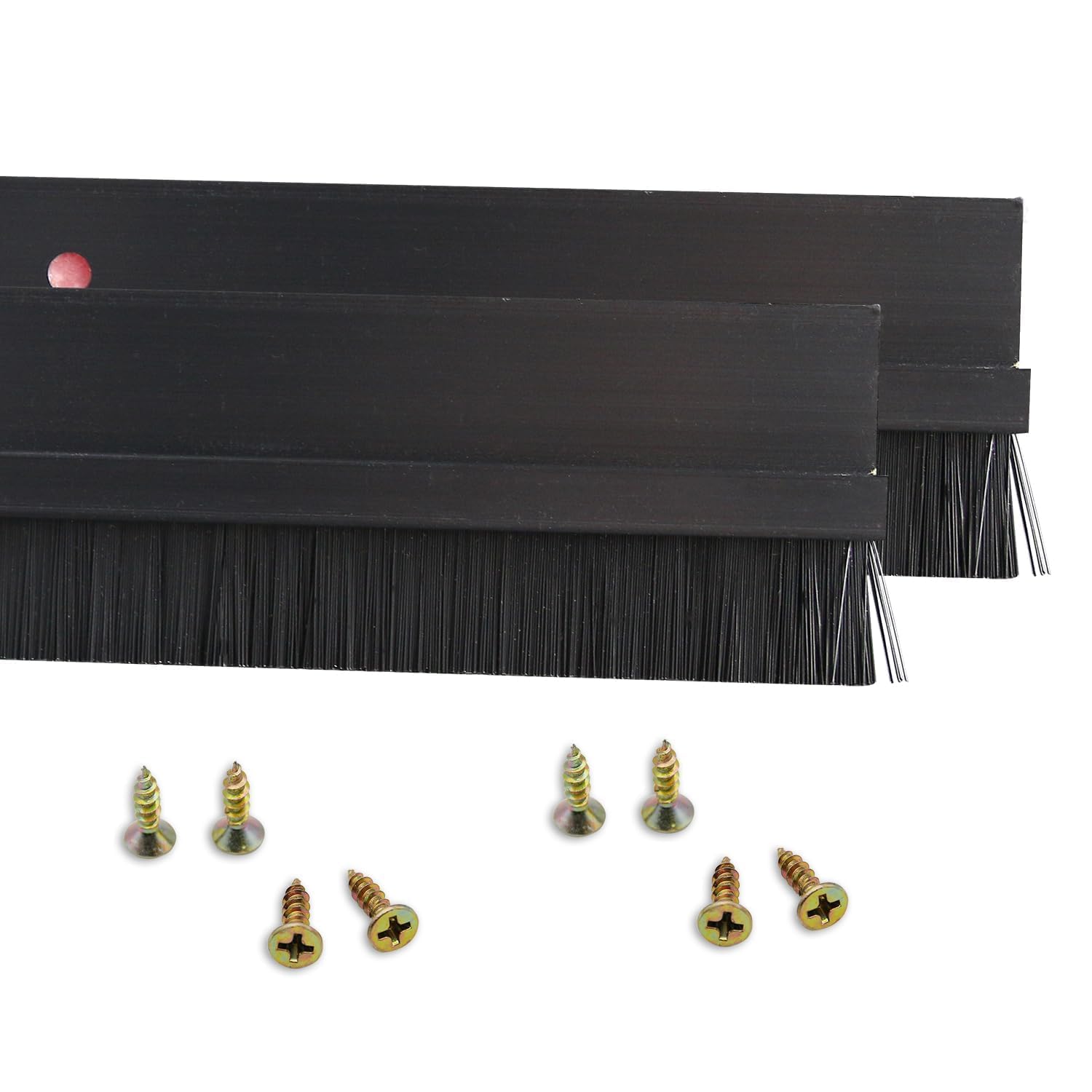 2 Pack Door Bottom Sweep - 1000mm x 15mm - H-Shape Black Aluminum Alloy Holder Door Sweep for Bottom of Door with Nylon Brush