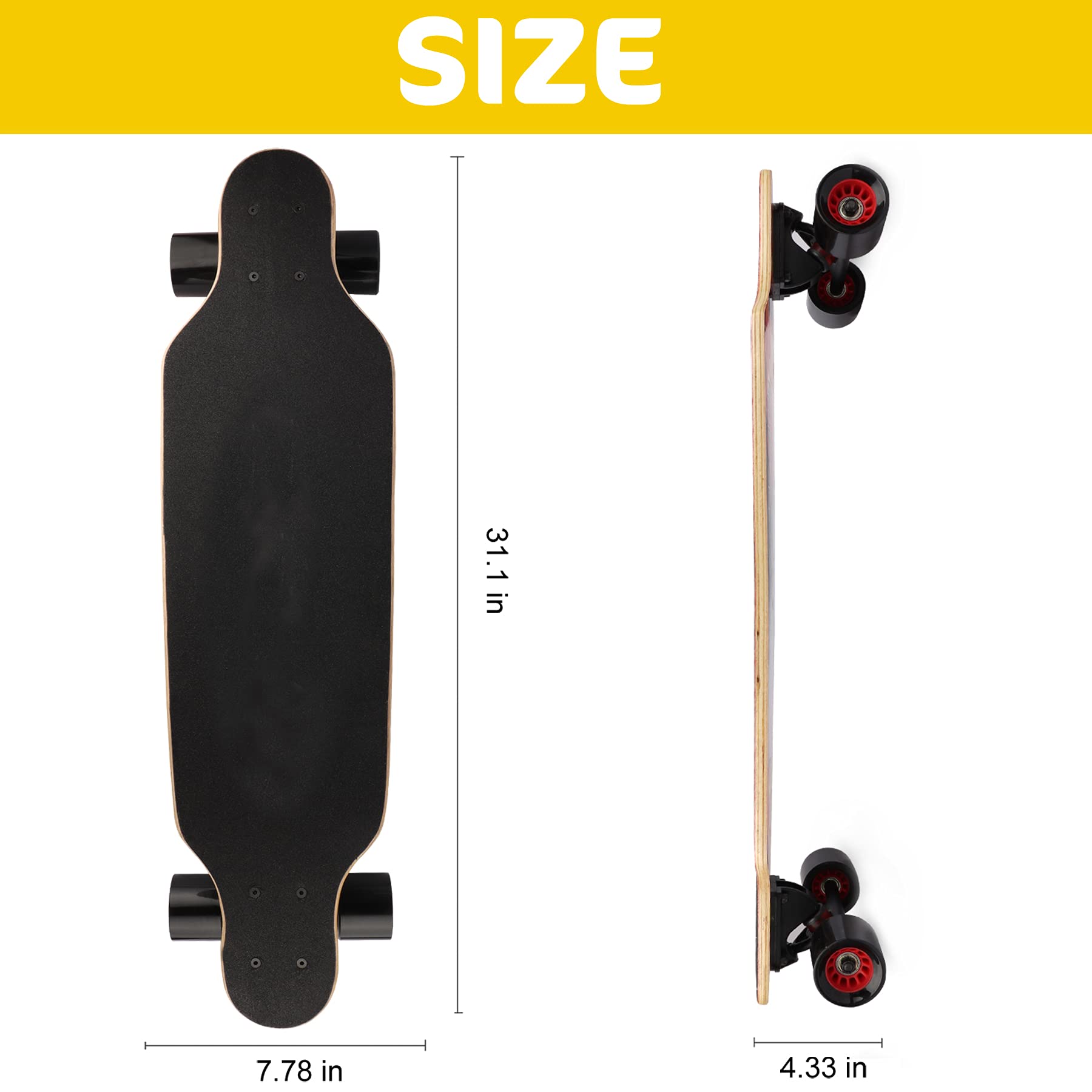 Longboard Skateboard Complete Cruiser, 31 inch Small Pro Longboards with T-Tool for Cruising, Carving, Freestyle and Downhill