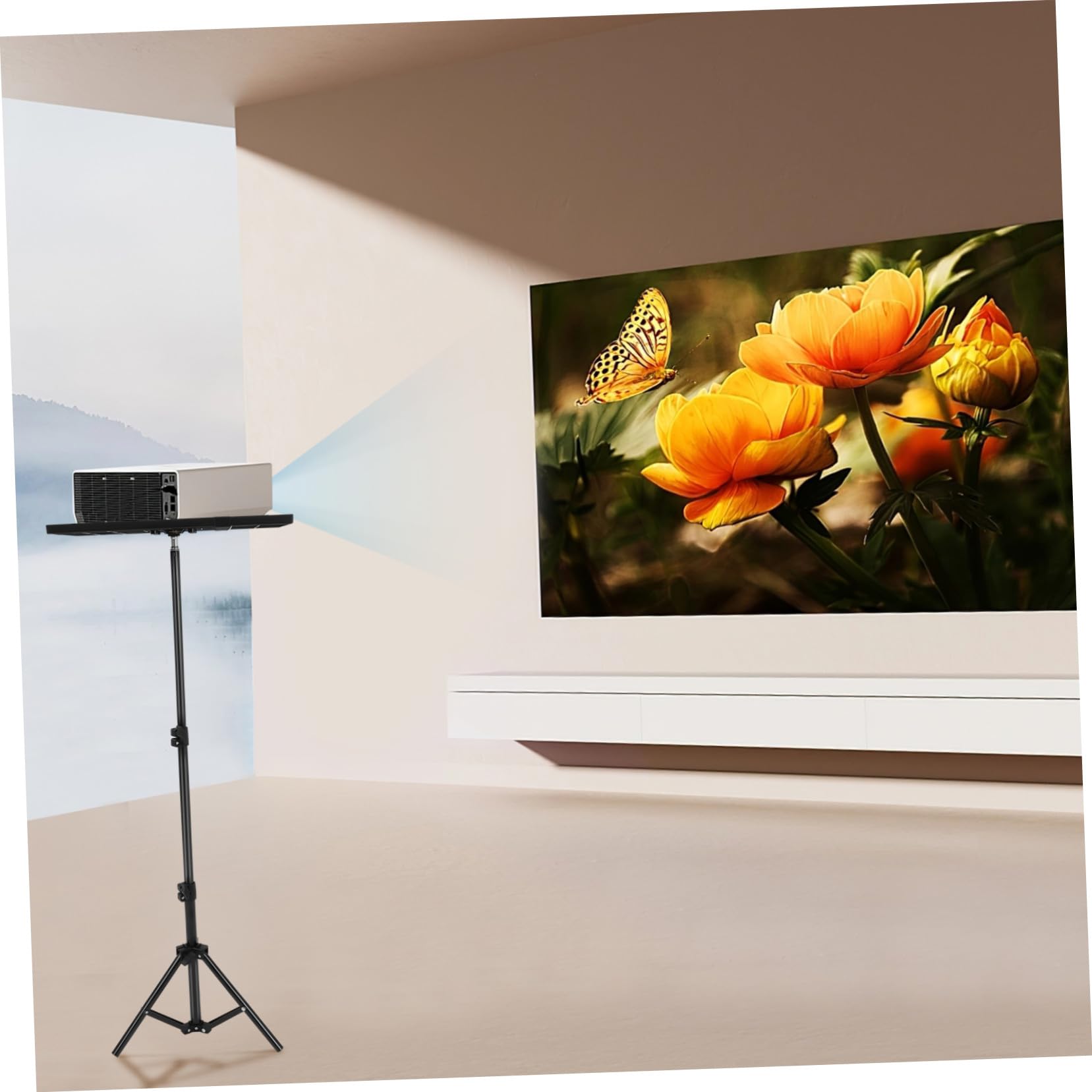 Regulowany Metalowy Stojak Projektor z Tacą Wielofunkcyjny Statyw Do Kina Domowego Sal Konferencyjnych i Szkolnych Lekki i Wytrzymały Tripod z Możliwością Zmiany