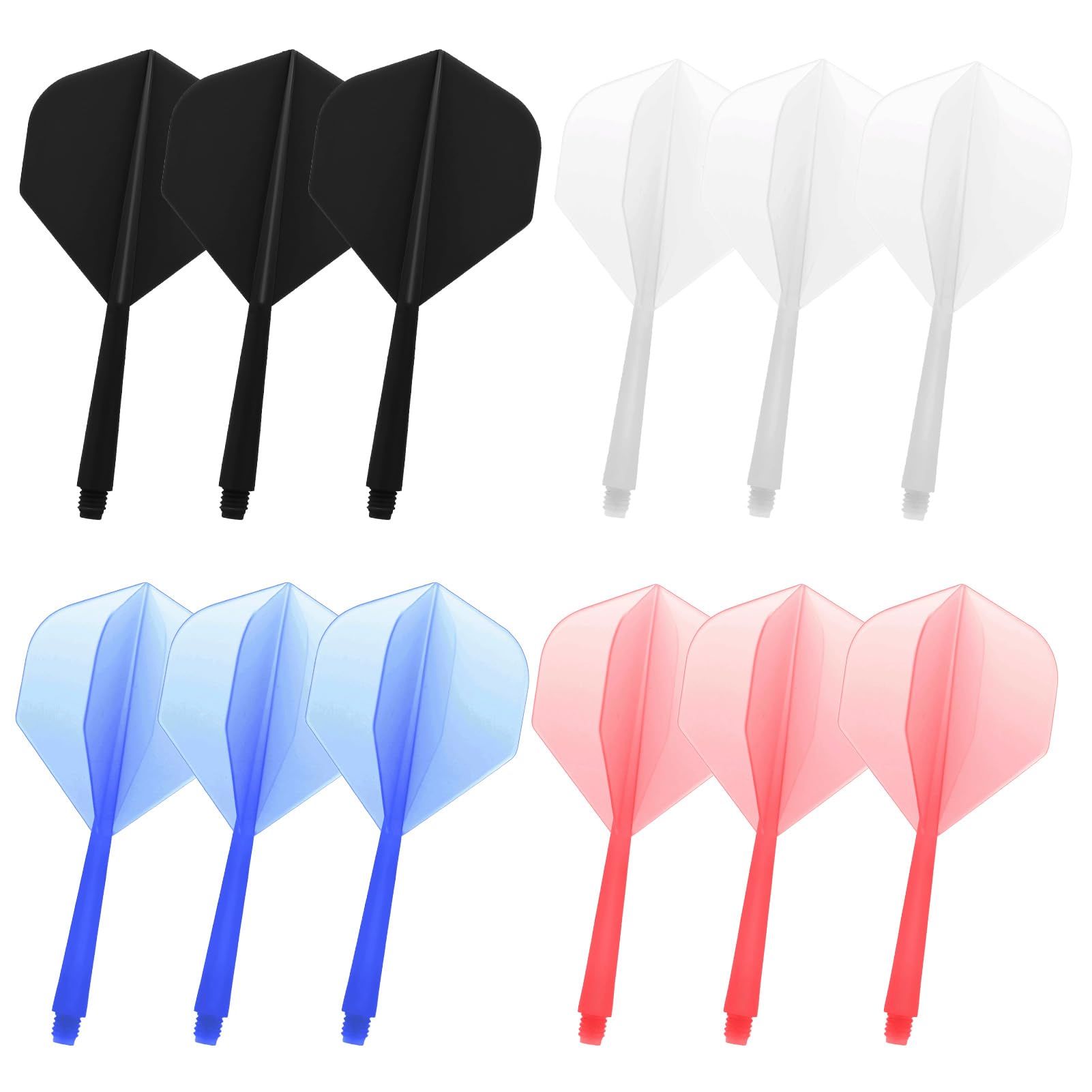 Lyai 12Pack Dart Flights and Shafts, one Piece Integrated Accessory Plastic Integrated Dart Flights Set, Break Resistance Dart Flights and Stems Darts(4 Color)