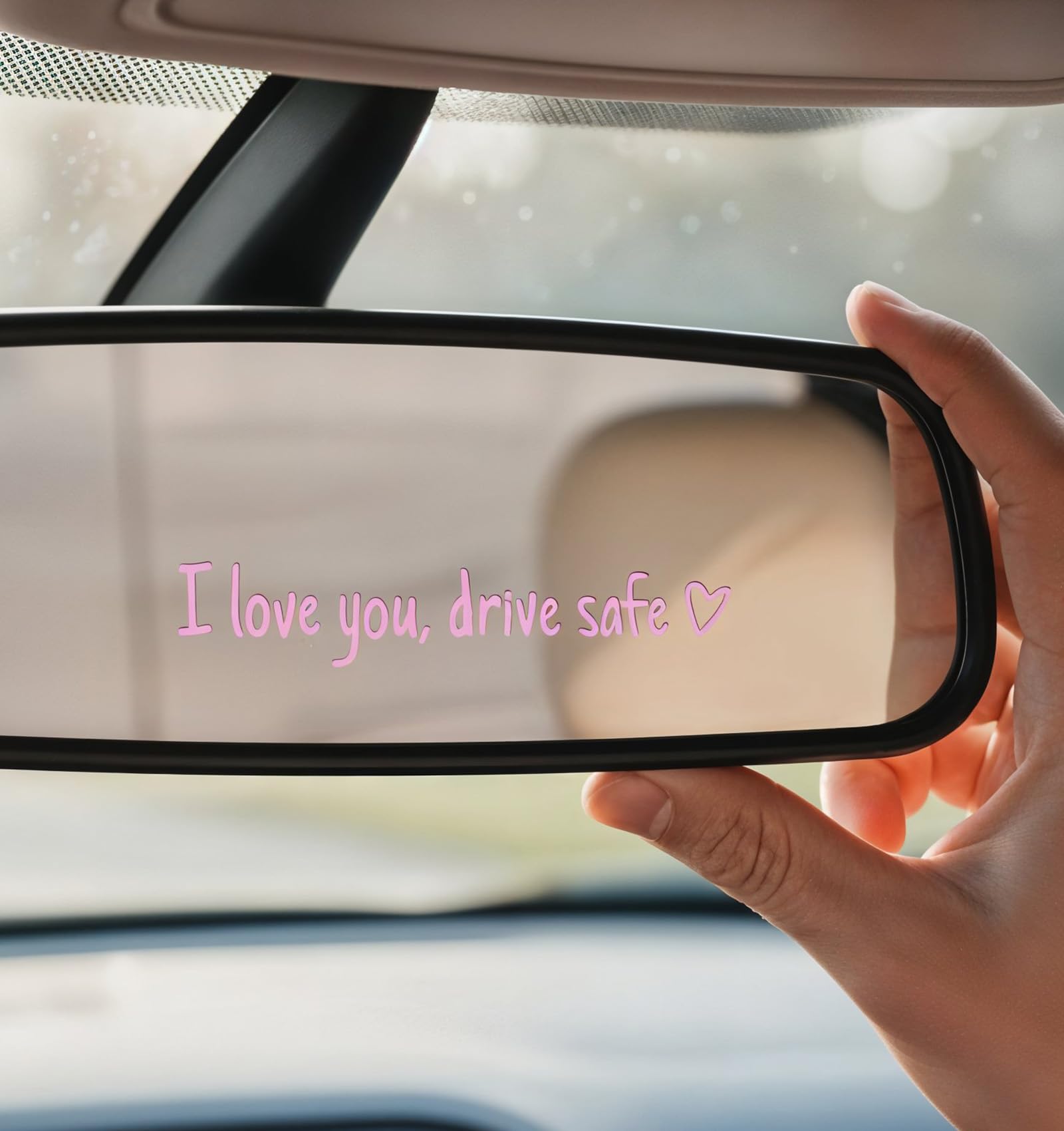 5Pcs I Love You Drive Safe Mirror Sticker, I Love You Drive Safe Sticker for Rearview & Side Mirrors, Waterproof Vinyl Loves Message Decoration, Funny Gift for Couples & Family — view 7