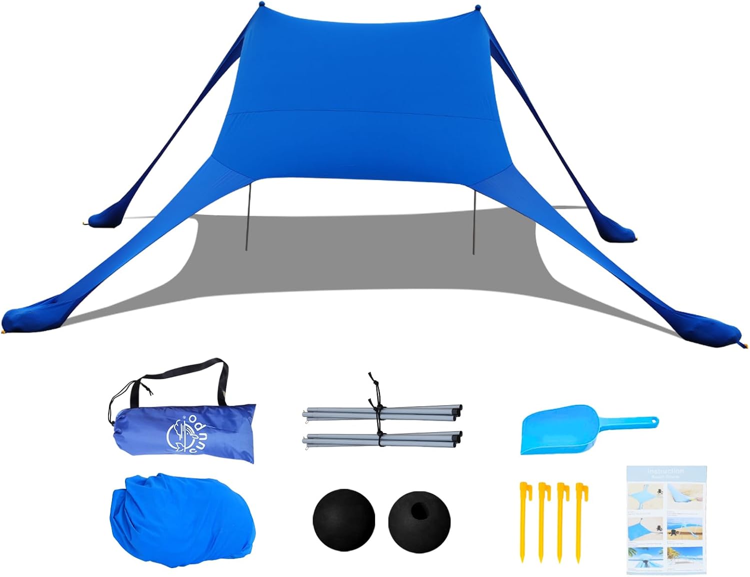 Beach Tent Sun Shelter 7×7 FT UPF 50+ UV Protection Portable Pop Up Canopy Sun Shade with Sandbag Anchors & 2 Poles for Camping, Beach, Backyard, Picnics, Family Outdoor
