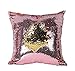 Fengheshun Reversible Sequins Mermaid Throw Pillow Cases, Square Pillowcase, Writing and Drawing Pillow Cover for Kids (Pink Purple+Gold)