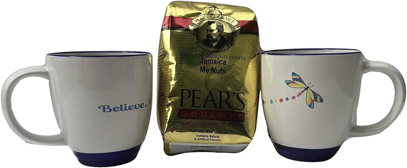 Dragonfly Coffee Mug set of 2 with "Believe" theme, includes 1 "Jamaica