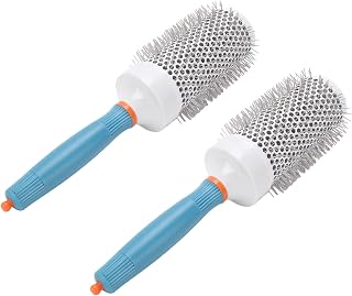 Professional Round Brush with Aluminum Tube Nylon Teeth Ideal for Various Hair Structures 2pcs for Easy Detaching Ergonomic Design Ceramic Roller Comb (53#)