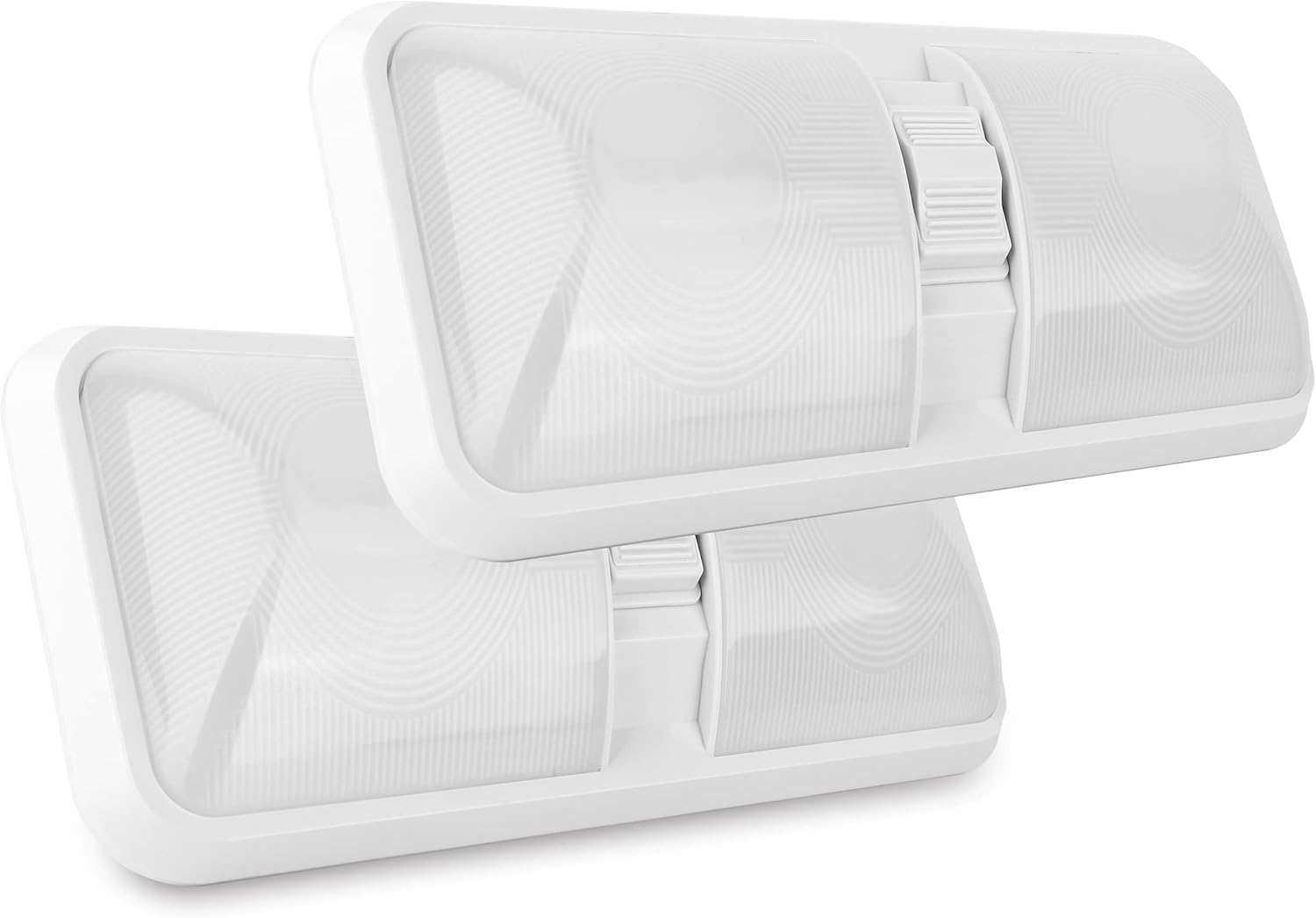 12V Led RV Ceiling Double Dome Light 1100 Lumen Frosted RV Interior Lighting Fixture for RV Trailer Camper Truck Van Boat Car (Natural White 4000-4500K) Double Dome Light, 2-Pack
