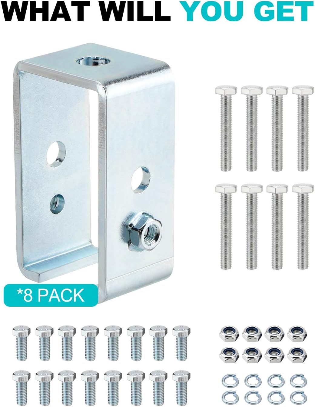 Upgrade Channel Trolley Track Hanger Bracket for UNISTRUT Strut Channel, 1-5/8 Intermediate Support Hange Bracket for All 1-5/8" Channel Trolley Track(8 Pack)