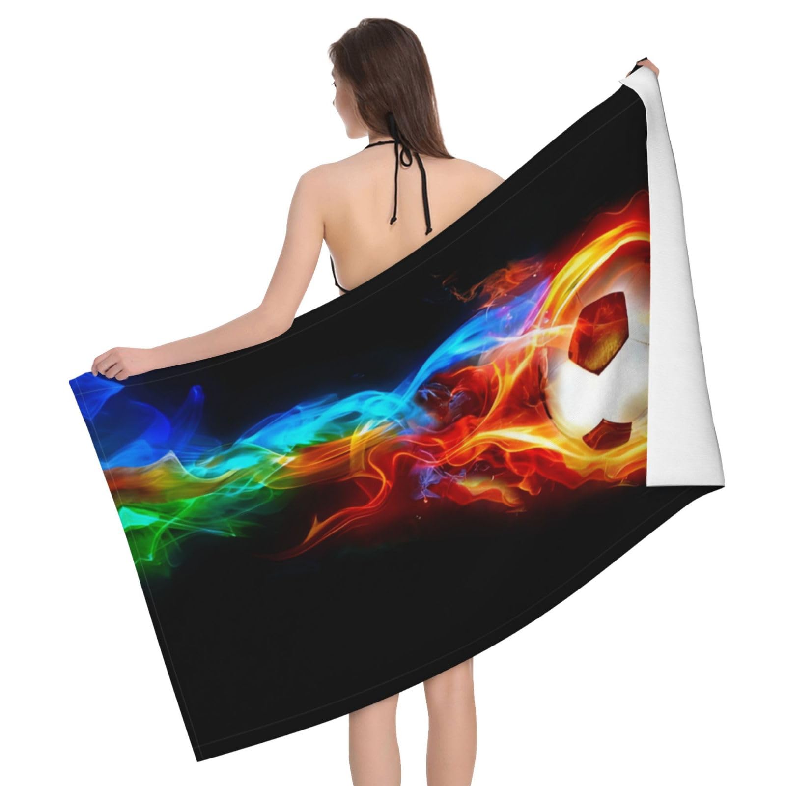 QAZWZML Home microfiber soccer prints bath towels for travel, beach, and bathroom use. Highly absorbent and soft pool towels for men and women, quick drying
