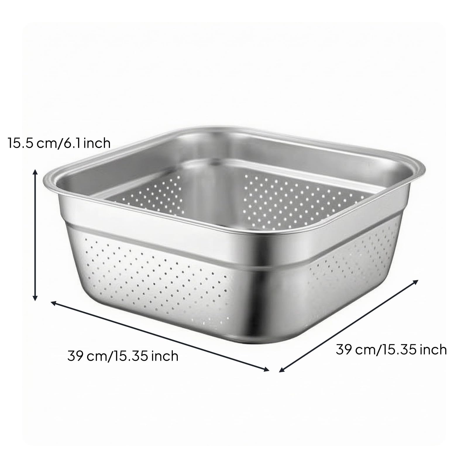 Lavabo de Acero Inoxidable Multifuncional con Forma Práctica y Fondo Reforzado Útil para Contener Agua O Ingredientes Adecuado para Cocina y Labores Domésticas, 40cm