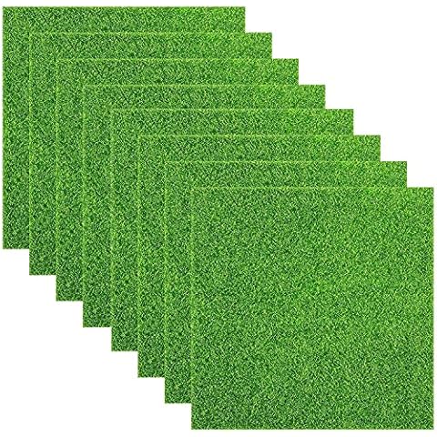 ECHG 8 Pcs Artificial Garden Grass, 15 x 15cm Life-Like Fairy Artificial Grass Mat Miniature Garden Ornament Dollhouse Decoration Cover