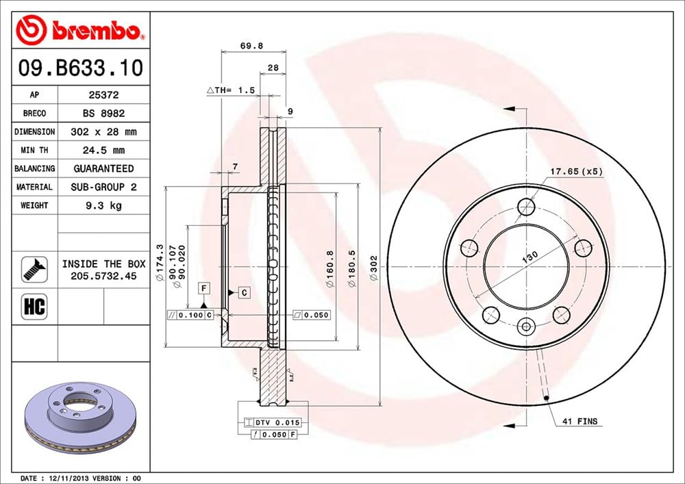 Brembo Disques de Frein 09.B633.10