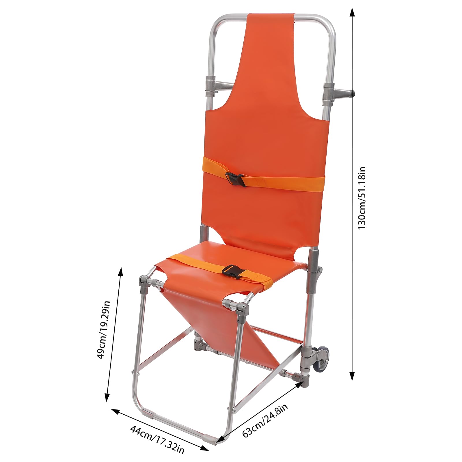 Chaise d'escalier pliable pour une évacuation rapide et sûre - Capacité de charge : 159 kg - 2 roues - Idéal pour la maison, les hôpitaux et les équipes de sauvetage