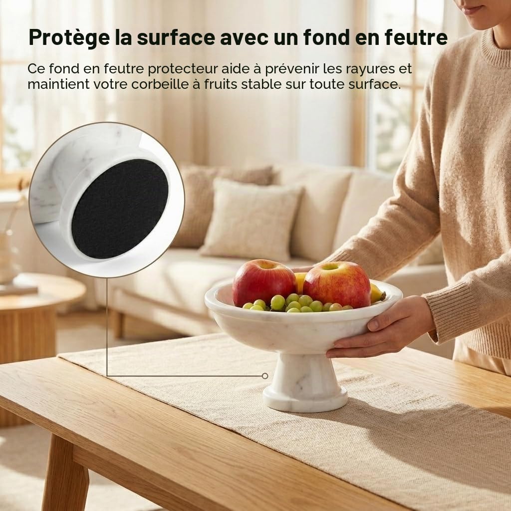 Radicaln Bol à fruits en marbre blanc 25,4 x 12,7 cm, porte-fruits fait à la main, décoration de table – Bol décoratif pour comptoir de cuisine, bols pour accessoires de cuisine
