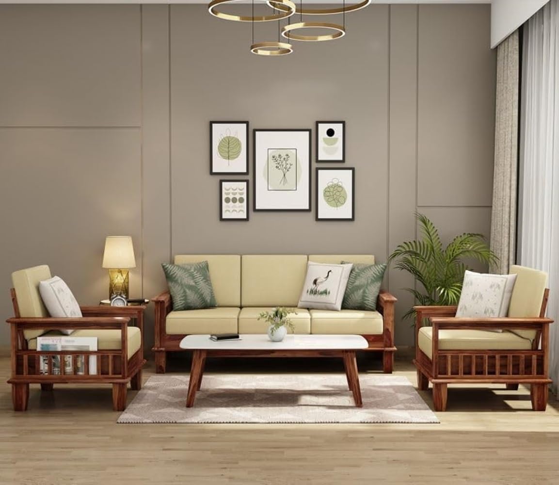 SHREE NATH JI CRAFT HOUSE Sheesham Wood 5 Seater Sofa Set |Sofa Set for Living Room, Office,Hotel | Wooden Sofa Set | Colour :- Brown | Finish :- Honey Finish | (3+1+1) | Home Furniture |-image-40