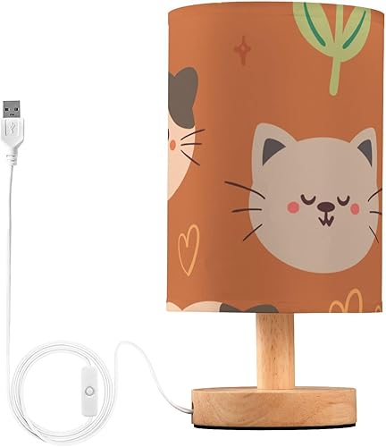 FRODOTGV Cartoon Cat and Flower Nightstand Lamp Living Room Lamps with Lamp Shades Table Lamp for Kids Hallway Kitchen Dresser End Table Lamp Night