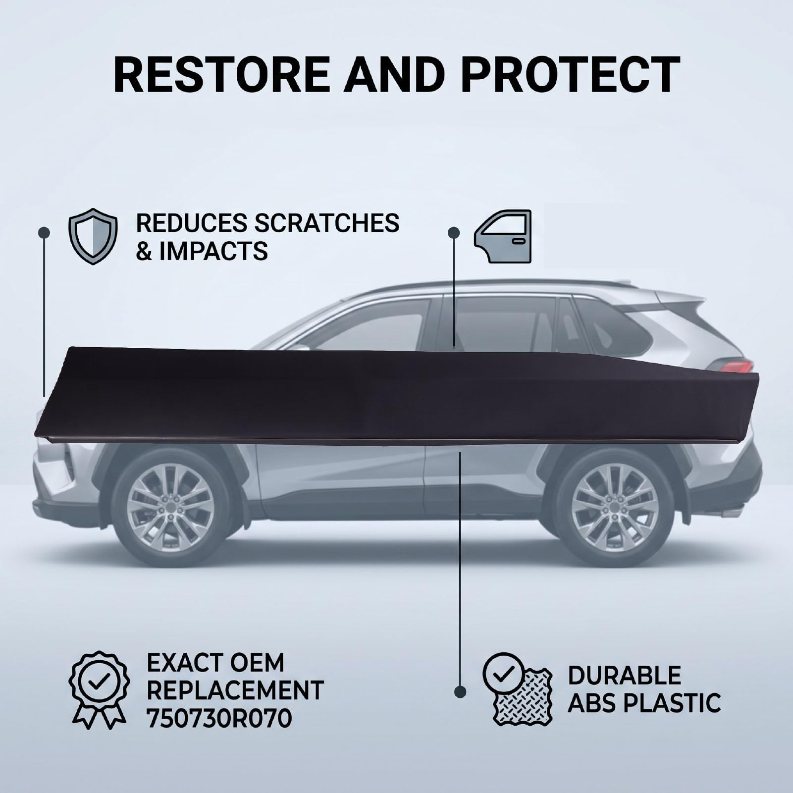 Rivestimento Modanatura Porta Anteriore Destra Sostituzione, for