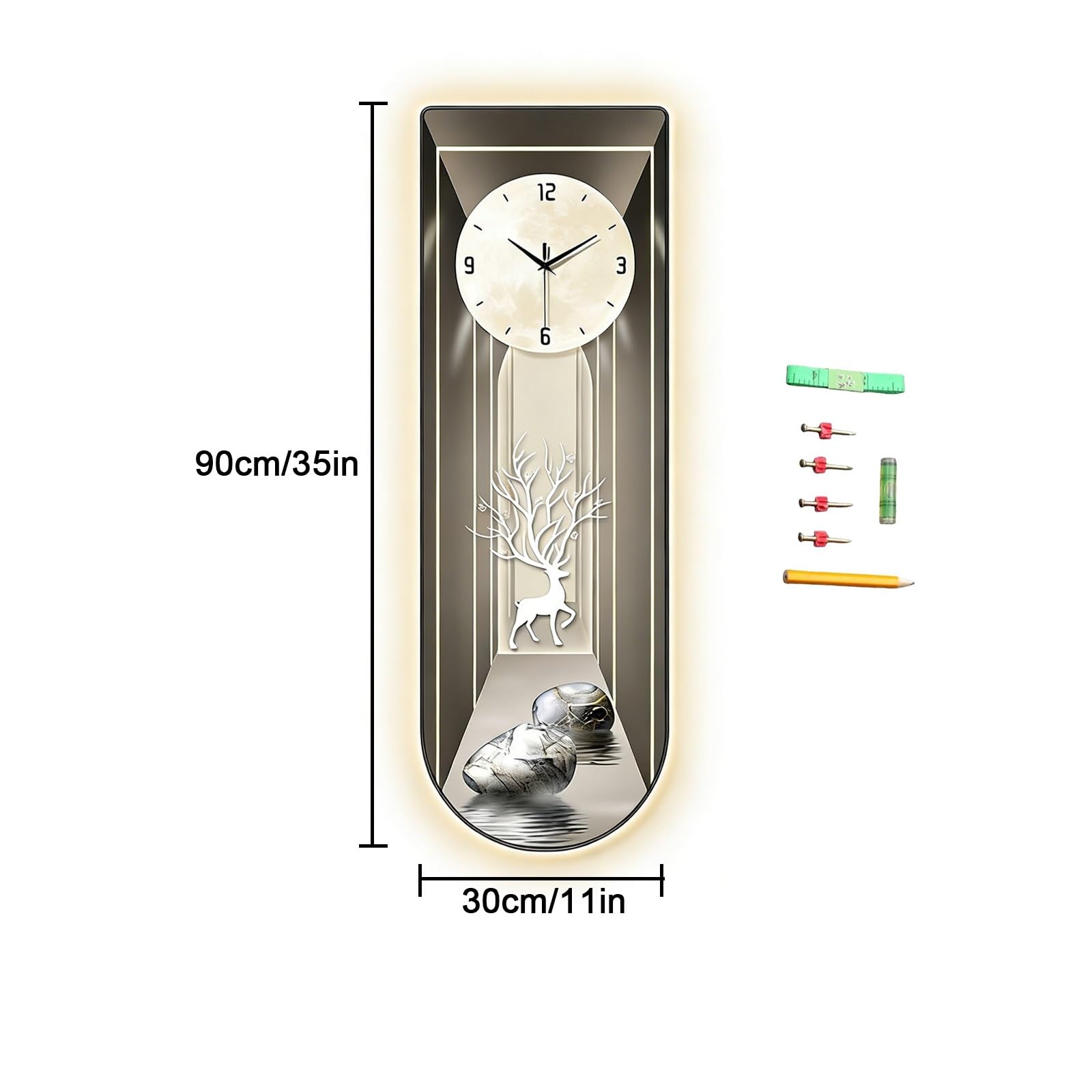 Décoration murale à LED, impression abstraite moderne, surface en cristal, horloge fonctionnelle pour salon, chambre à coucher, entrée