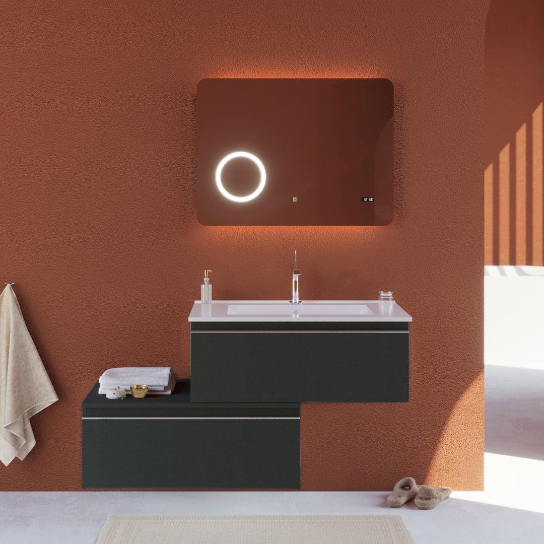 Kiamami Valentina Mobile Bagno Sospeso 120 Cm Grigio Scuro 2 Cassetti
