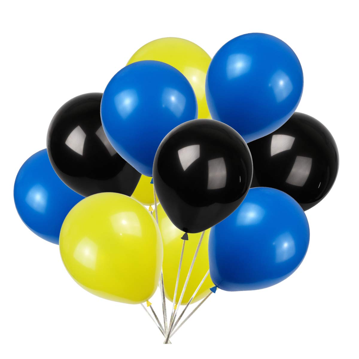 KADBANER Yellow Blue Black Balloons,100-Pack,12-Inch Latex Balloons