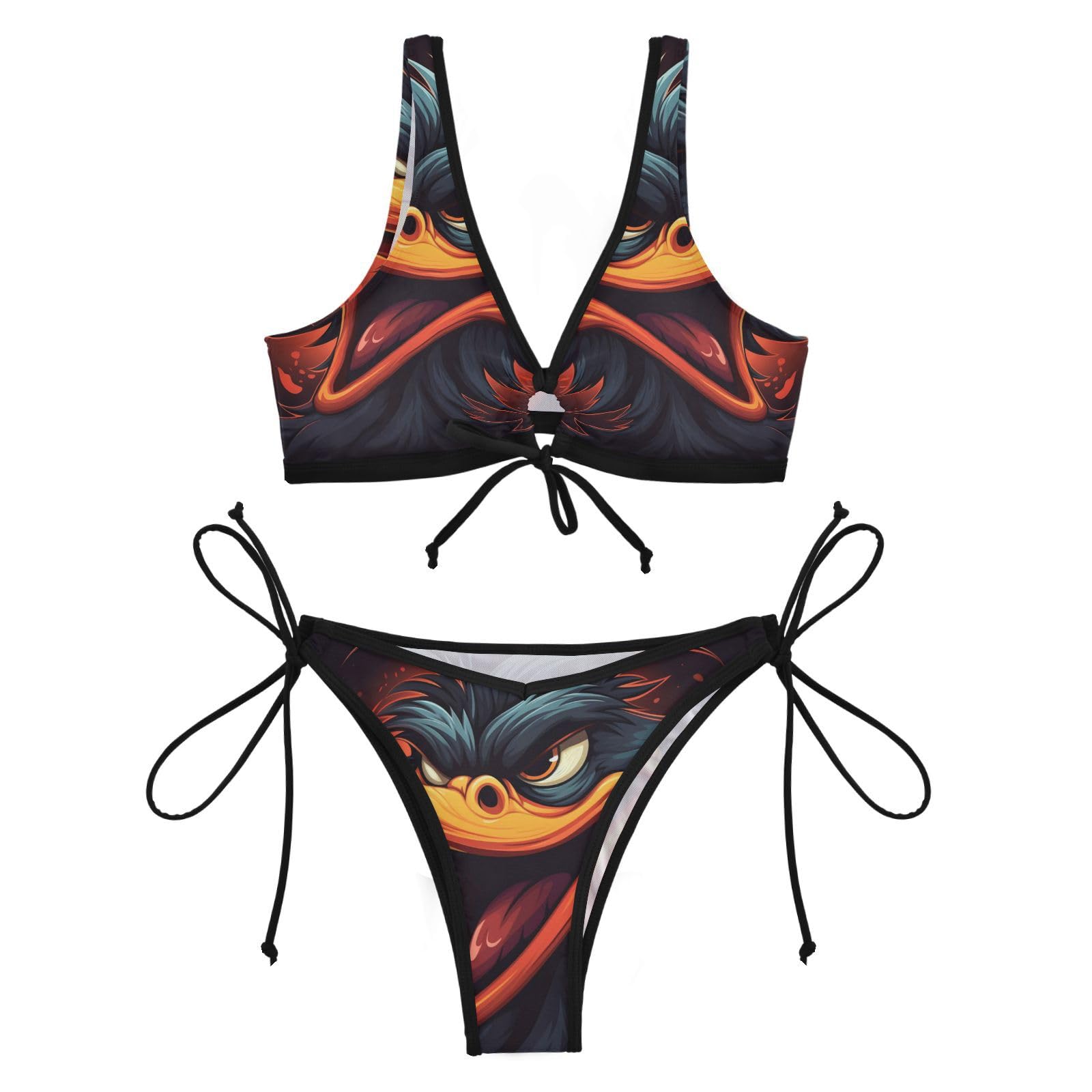 Cool Fired Animal Pelican Bikini Swimwear Beachwear Two Pieces Set Swimsuit for Beach Girl Women