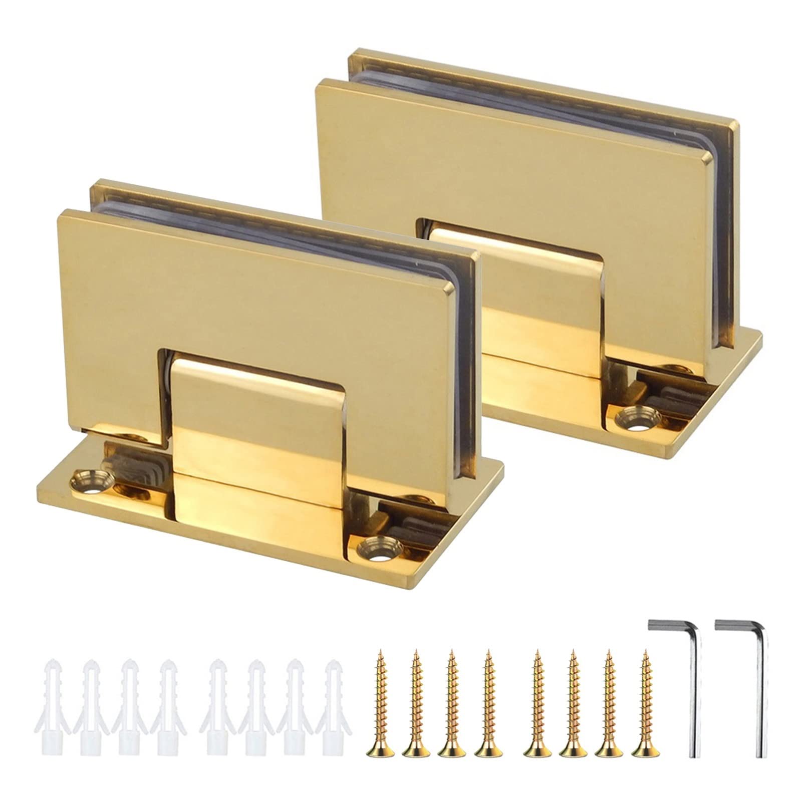 AUNANGLJSCS 2 Pack 90° Heavy Duty Shower Door Hinges, 304 Stainless Steel Glass Bathroom Clips for 6-12mm Frameless