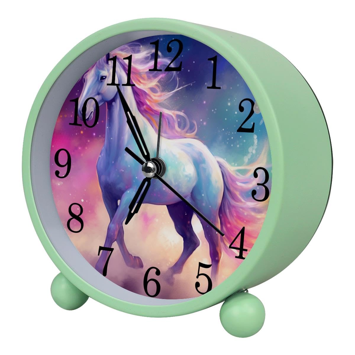 Luoweisi Alarm Clock Horse Rainbow, Silent Non-Ticking with Night Light