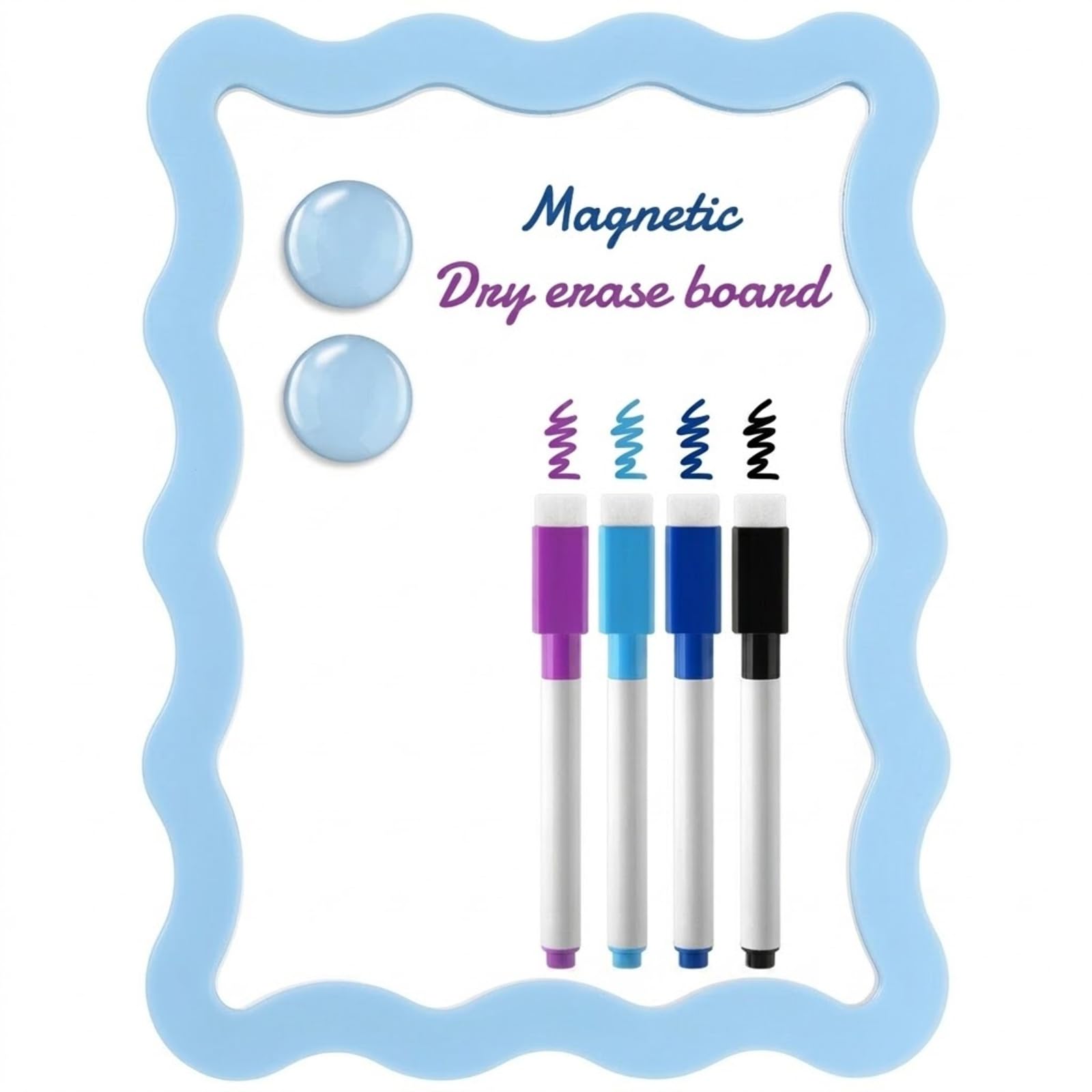 Gueevin Blue Small Scalloped Magnetic Dry Erase Whiteboard, 7" x 9"