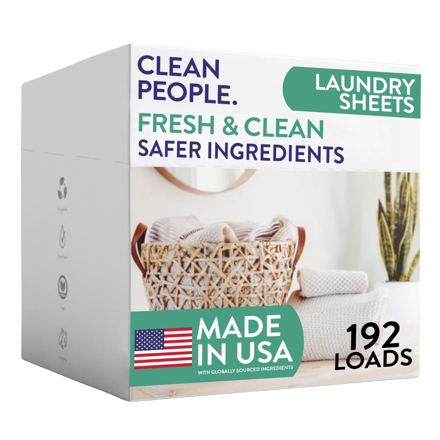 The Clean People Laundry Detergent Sheets - Laundry Soap - Ultra Concentrated, Recyclable Packaging, Stain Fighting - Fresh Scent, 192 Pack
