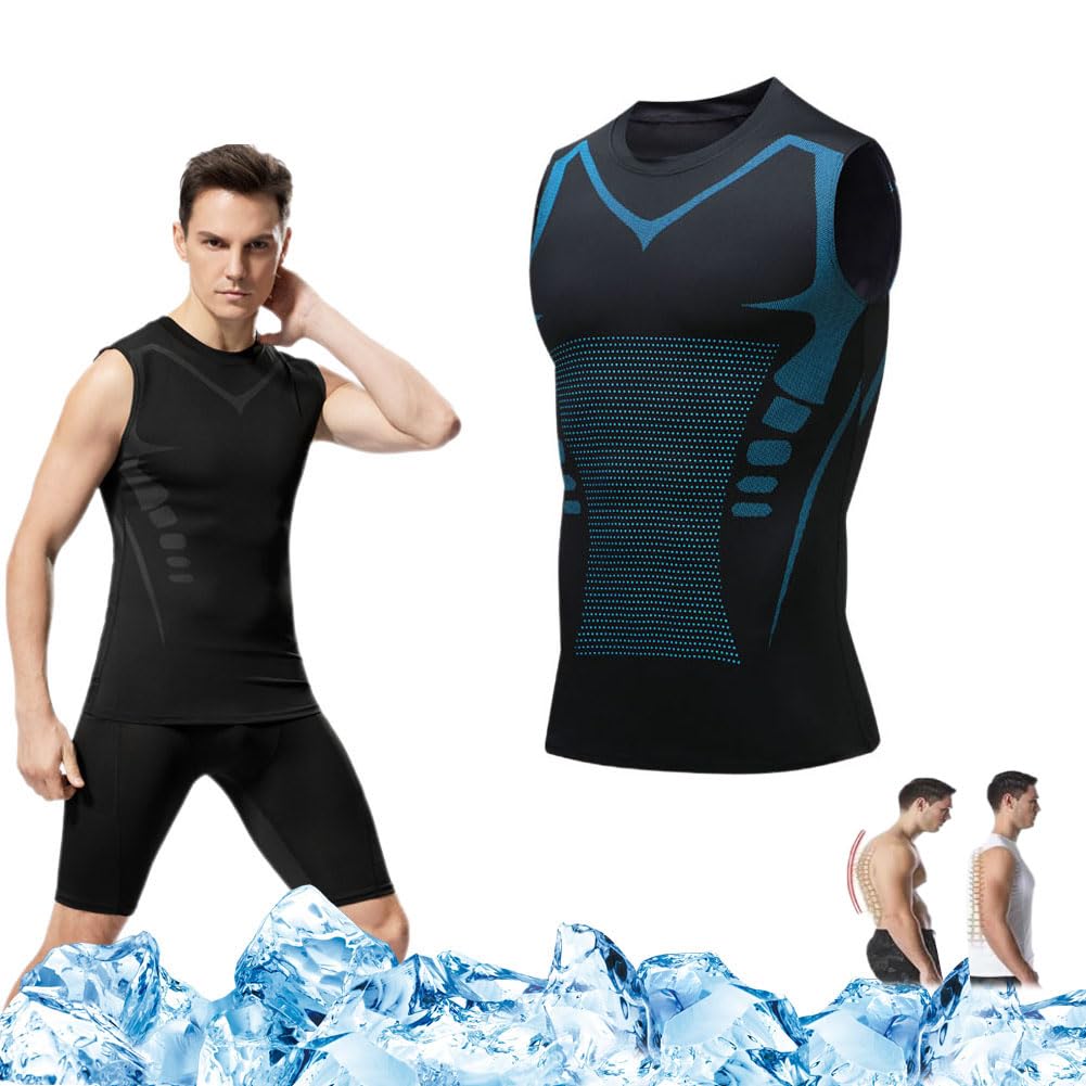 Gienslru Vitafit Camiseta Reductora, Vitafit Camiseta, Vitafit - Modeladora Iónica para Hombre, Vitafit - Camiseta De Tirantes Moldeadora De Postura