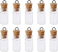 10 x Small Glass Bottles with Cork Lids, Mini Wishing Bottles 0.5 ml for Messages and DIY