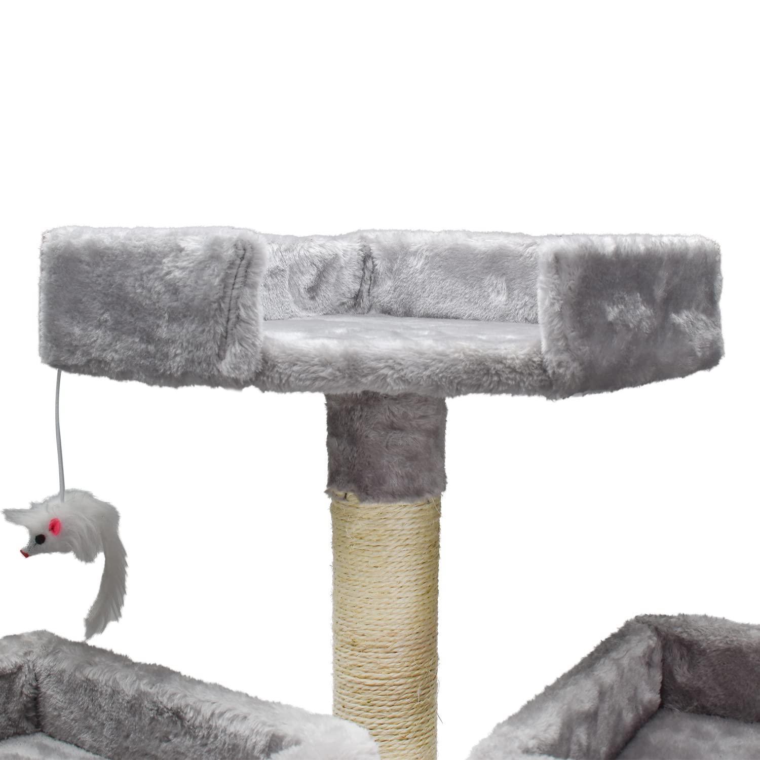 AQPET Tiragraffi XXL 170cm per Gatti con Cuccia, Albero Gioco Multifunzionale e Parco Giochi Completo, Colore Grigio