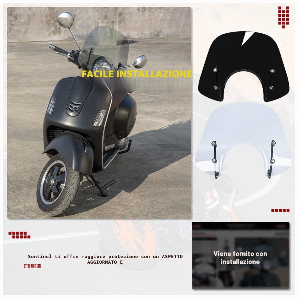 Sport Bikes Scooter Parabrezza Protezione per Vespa LX 150125 50 LX125 LX150 LX50 GT200 GT 200 GTS250 GTS300 GTS 250300 125 Super Sport Bj Parti del motore (Chiaro)