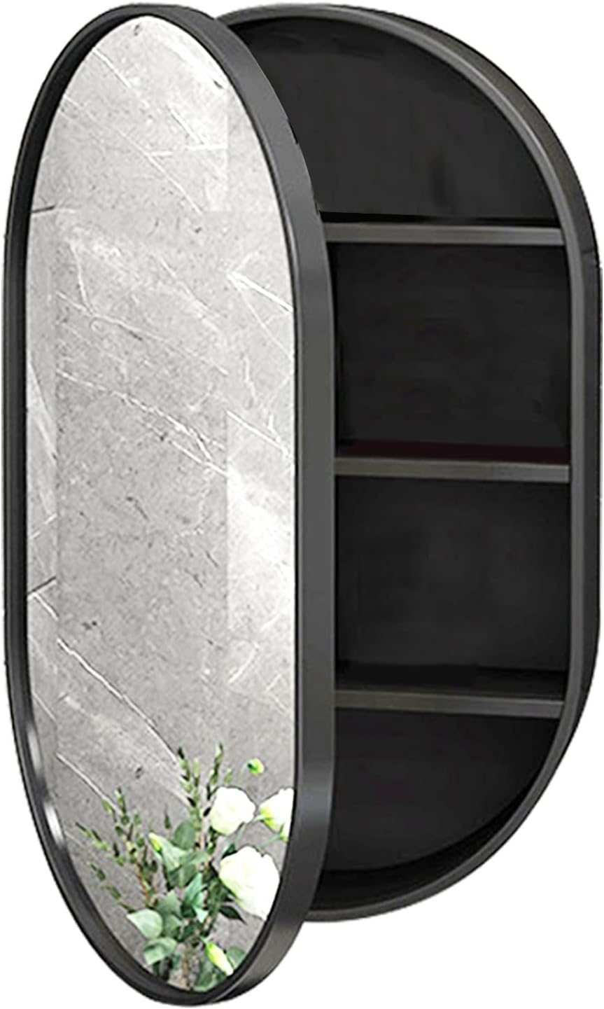BKSXSOP Bathroom Medicine Cabinet with Light - Vanity Mirrors Oval Mirror Wall Mounted for Demisting & Storage