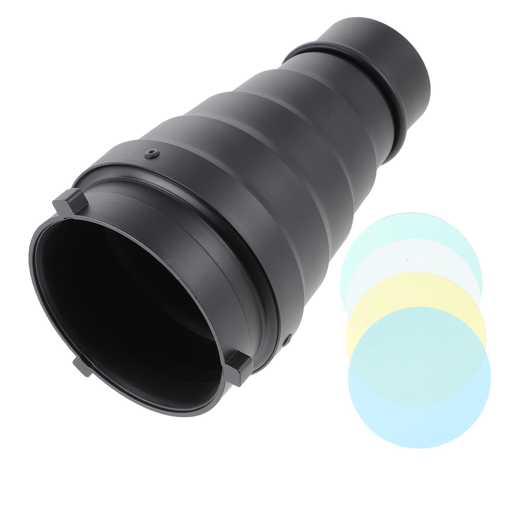 Tubo de luz cónico para fotografía con filtros de color y rejilla para flash de estudio 8
