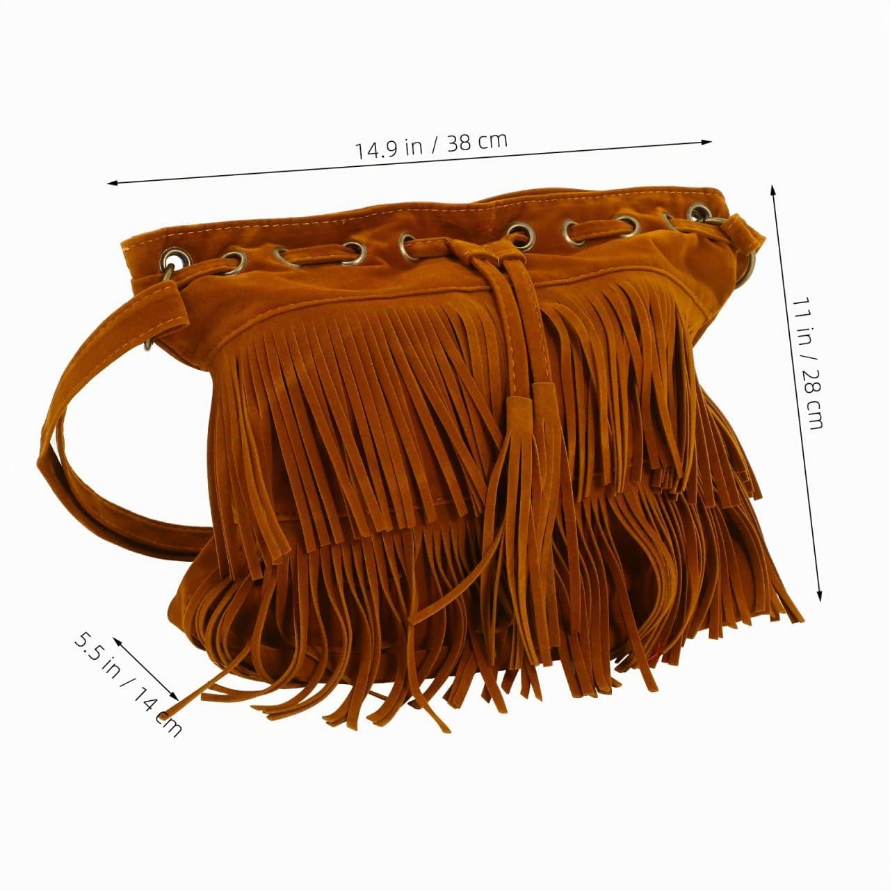 VALICLUD 2 Stücke Retro Tasche Fransen Eimer Tote Frauen Damen Cross-Body Schulter Handtasche Mode Quasten für