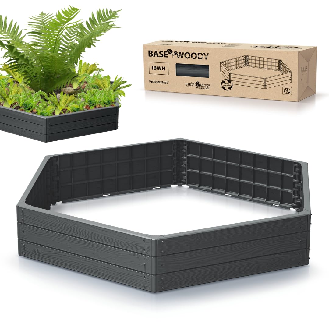 Raised Bed, Garden Bed, Planter Box, Flower Box, Plant Pot, Brown and Anthracite, Hexagon (Anthracite)