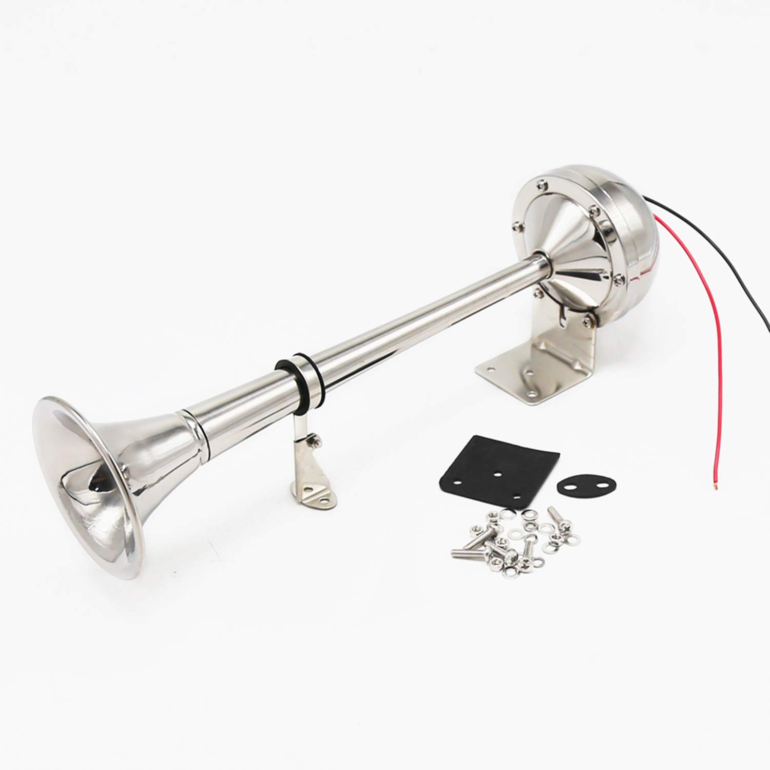 Car Horn Cuerno de coche 12V Cuerno de trompeta de barco marino Cuerno de camión 160DB acero inoxidable 304 Cuerno de coche eléctrico Plata con soporte de montaje Acero inoxidable