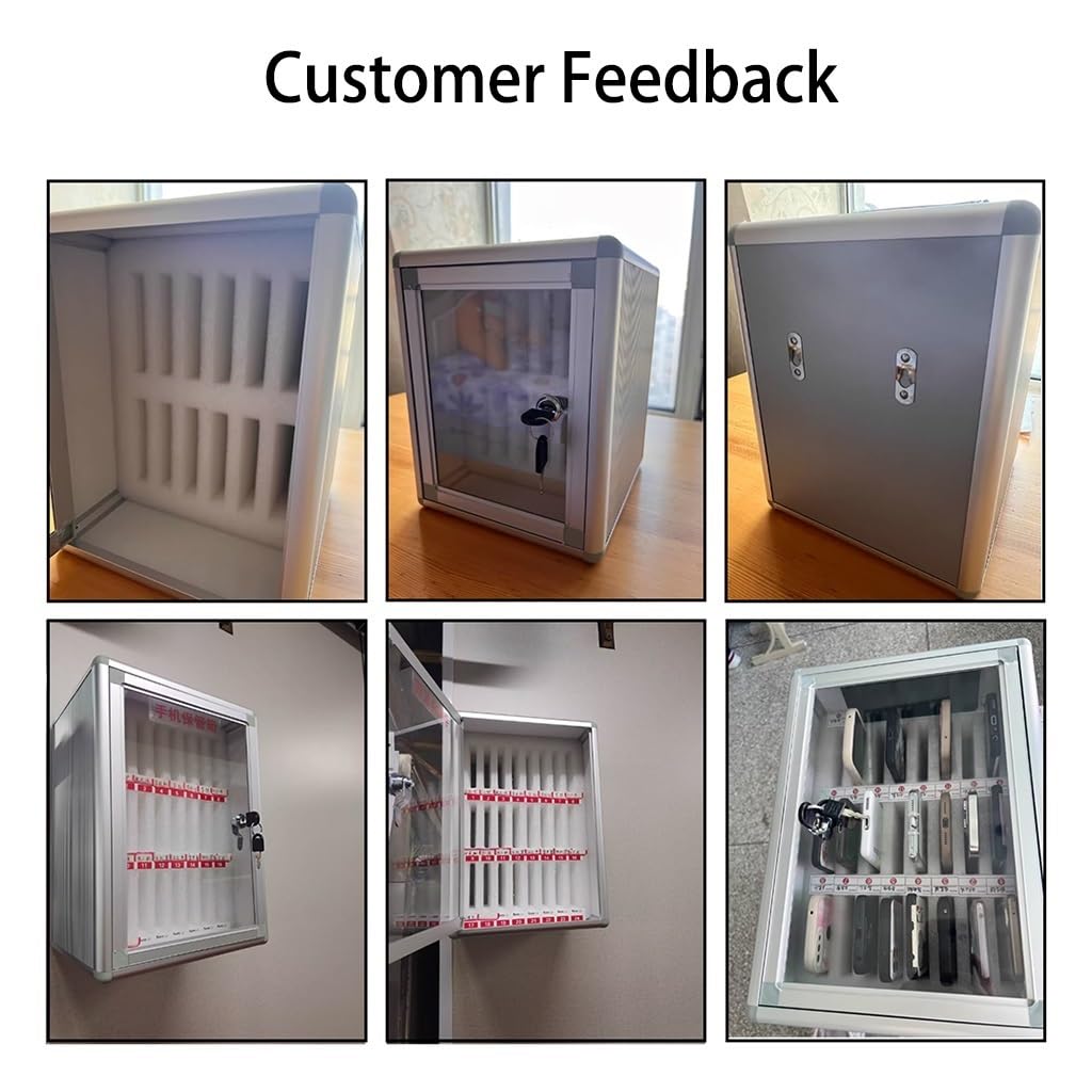 Armadietto Porta cellulari - Cassetta di Sicurezza a Muro con 60 Scomparti e Maniglia, Design Trasparente con Serratura, Ideale per scuole, uffici e aule, Organizer Sicuro per cellulari.