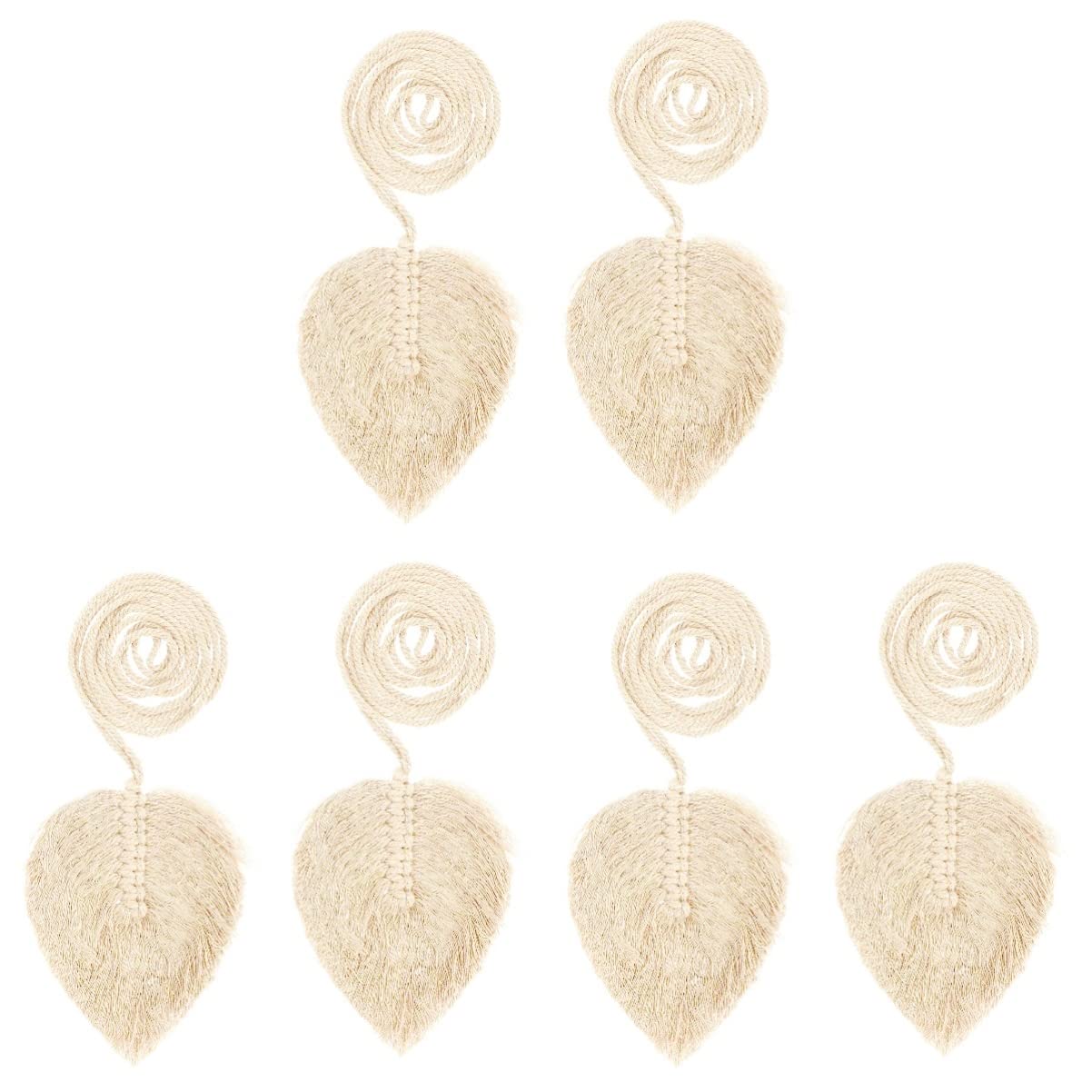 OUdini Curtain Tiebacks, Curtain Ties Knitting Drapery Tie Backs Draperies Rope Curtain Holdbacks Knit Tie Leaf Scurtain Buckles Cotton Rope Fastener/Beige/98 * 10Cm*3Pcs