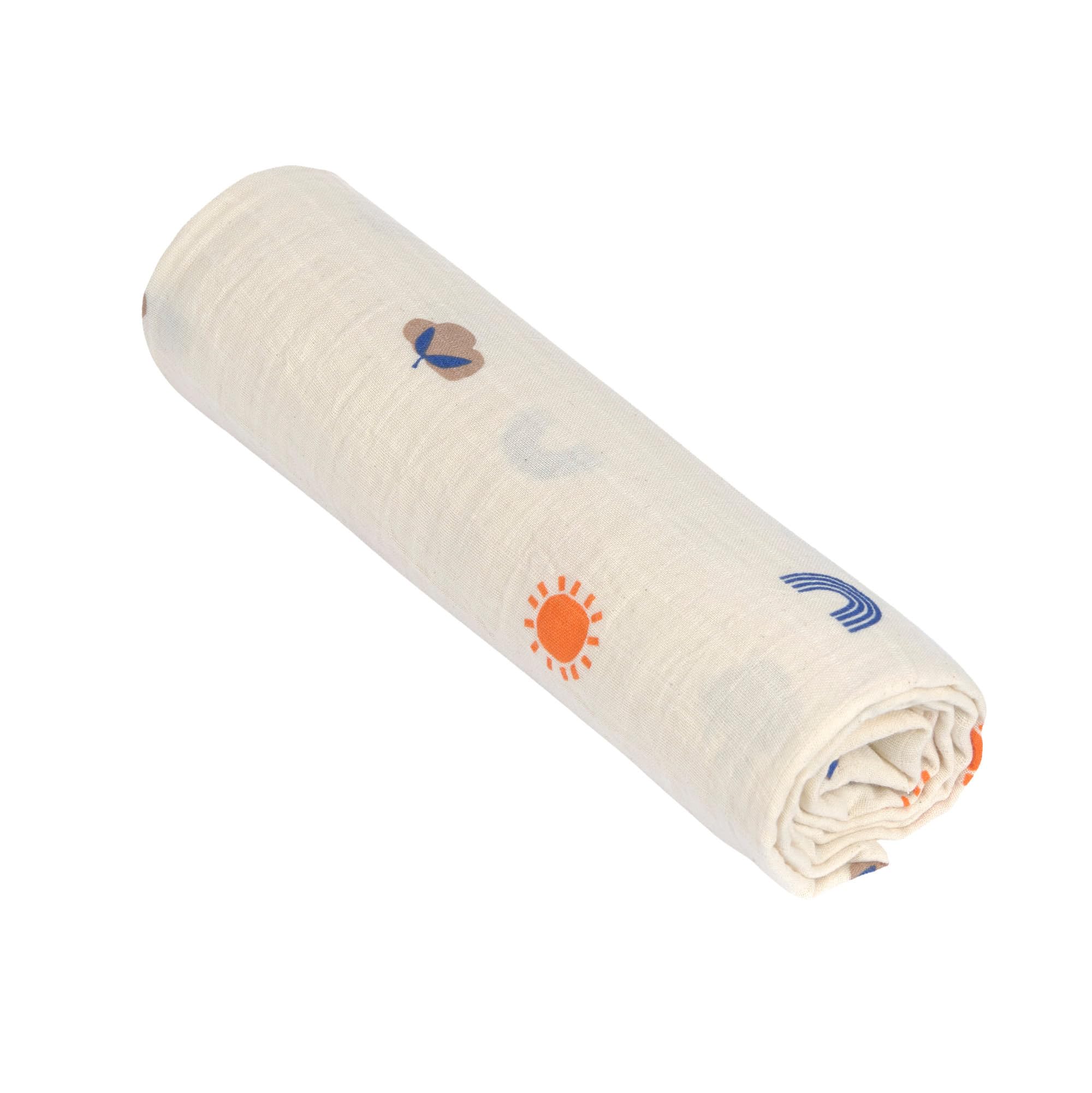 Lässig Baby Blanket Baby Blanket Set of 2 Cotton 120 x 120 cm/Swaddle & Burp Blanket XL Blossom Nature