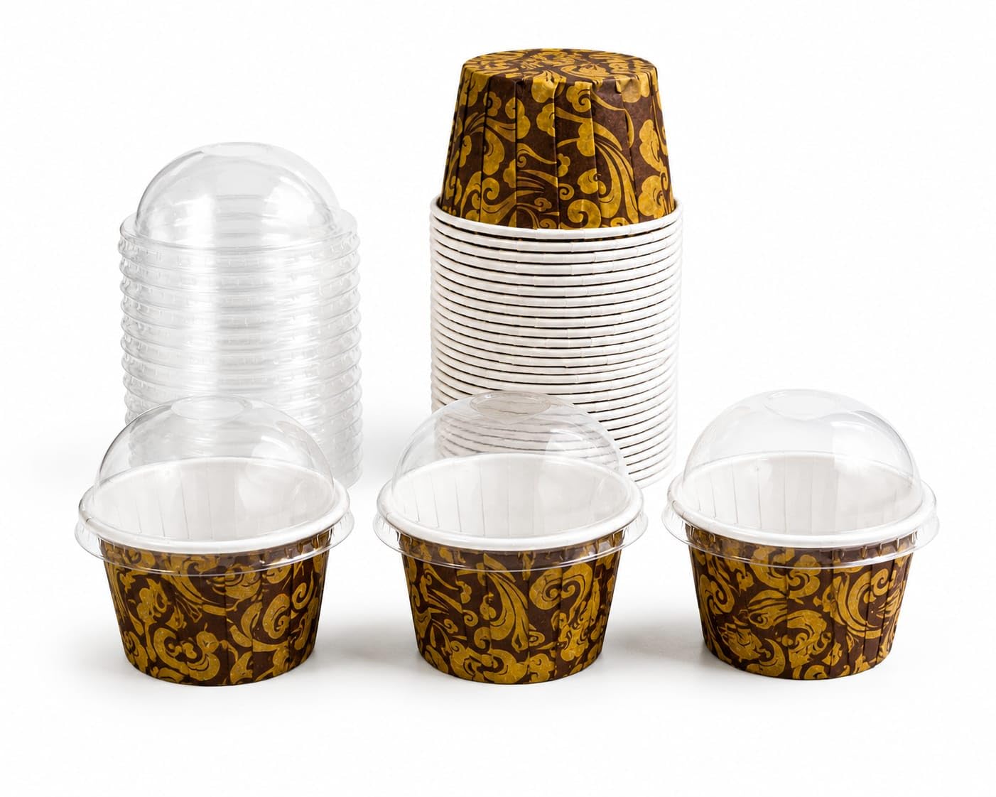 50pcs Disposable Paper Dessert Cups with Dome Lids | Premium Paper Baking & Dessert Serving Cups for Ice Cream, Mousse, Cheesecake, Brownies, Cupcakes, & Bakery Packaging-picture-32