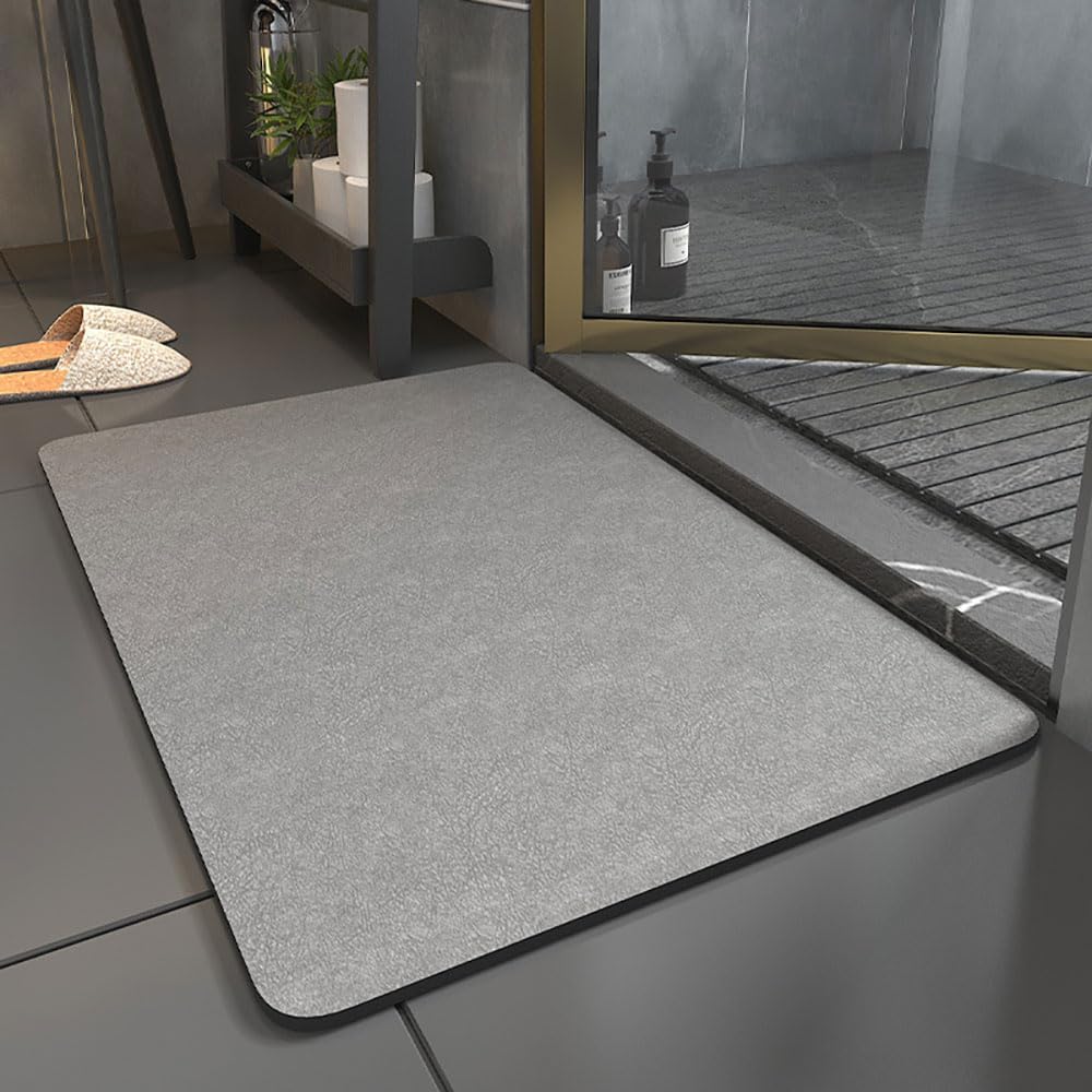 Lukery Alfombra de Diatomita Baño, Color Sólido Alfombrilla de Baño Antideslizantes, Lavables Súper Absorbente Alfombra de Baño, para Bañera Ducha Cuarto de Baño y Cocina (Gris Oscuro,60x90cm)