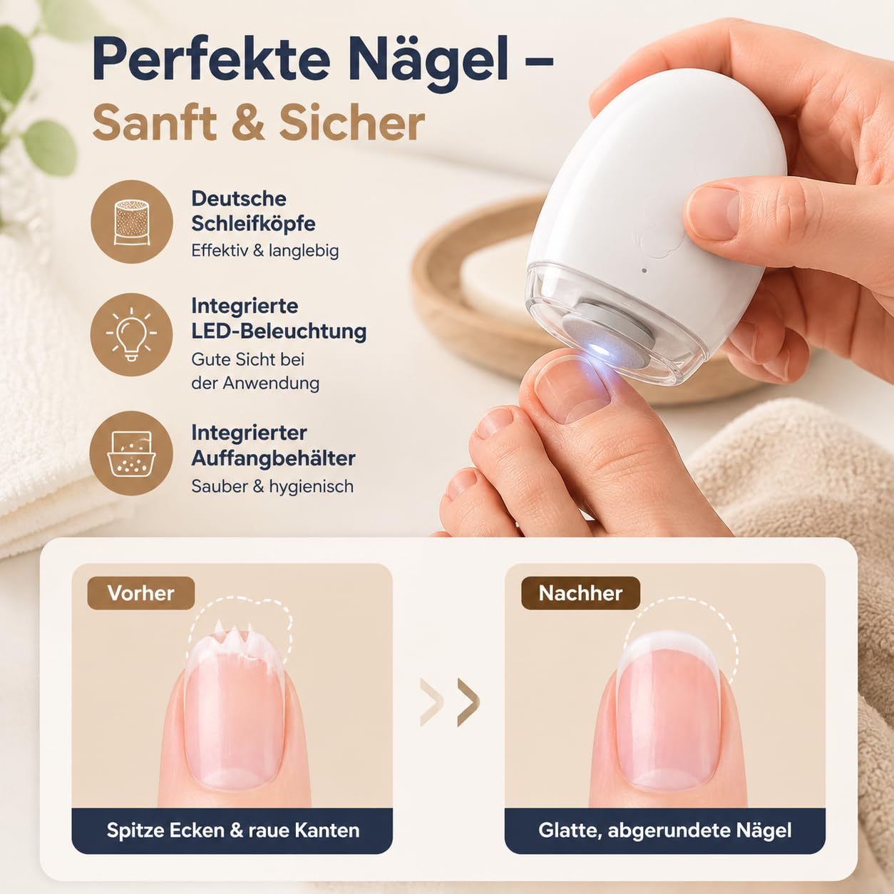 Sanonail Nagelschneider, 2027 NEU Sanonail Nagelfeile Elektrisch, Drei Geschwindigkeitsstufen, MüHelos Und Praktisch FüR Den Gebrauch Zu Hause (2pcs)