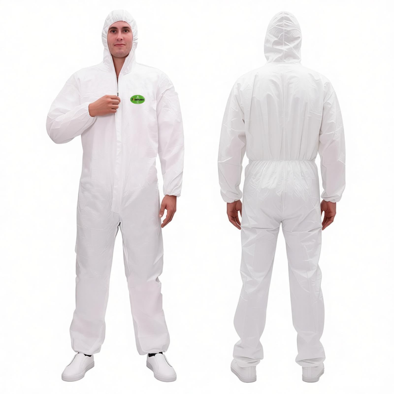 Disposable Coverall with Hood, Tear-Resistant, Latex-Free for Painting, Construction & Industrial Work