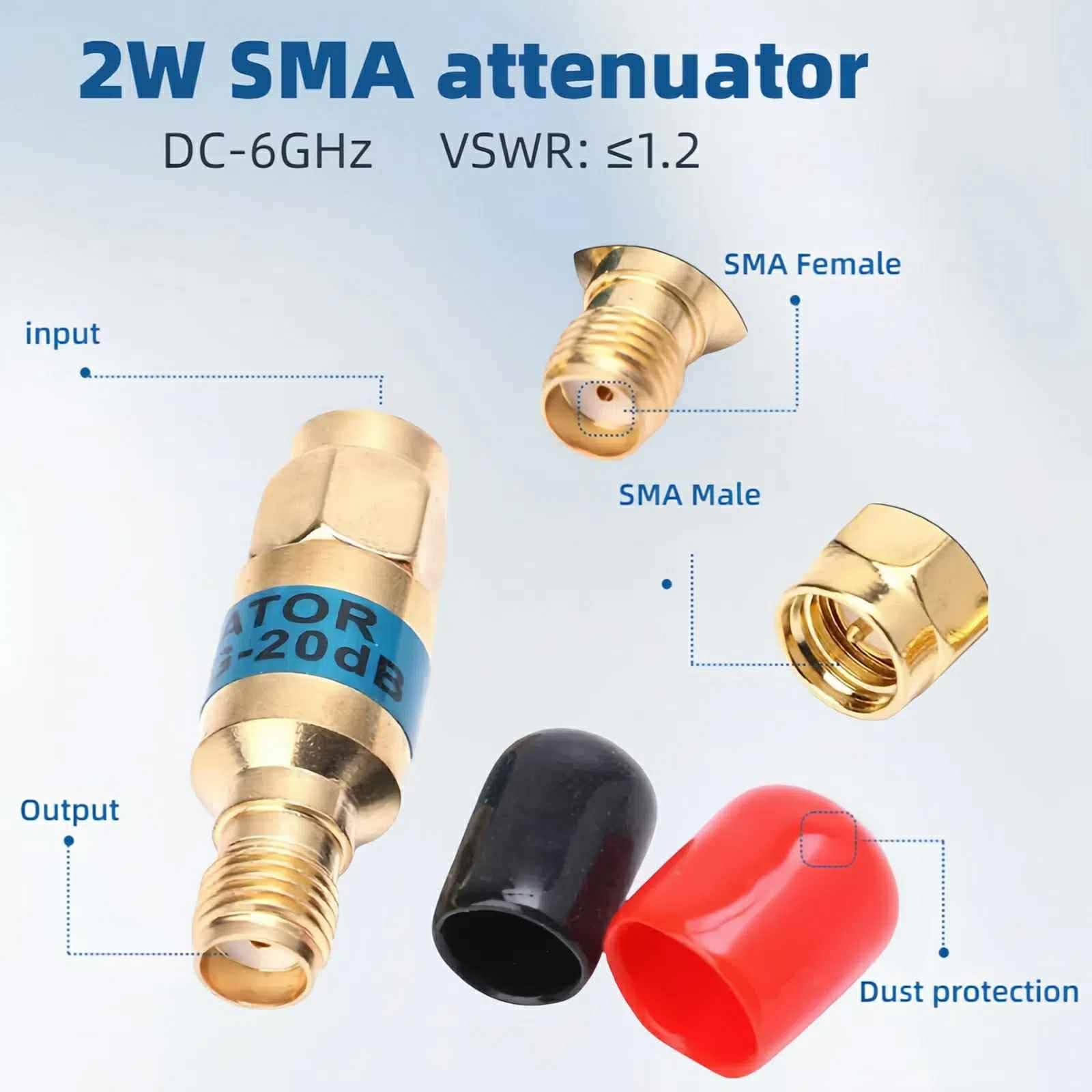 BECEN Atenuador SMA RF 10dB 6G 2W