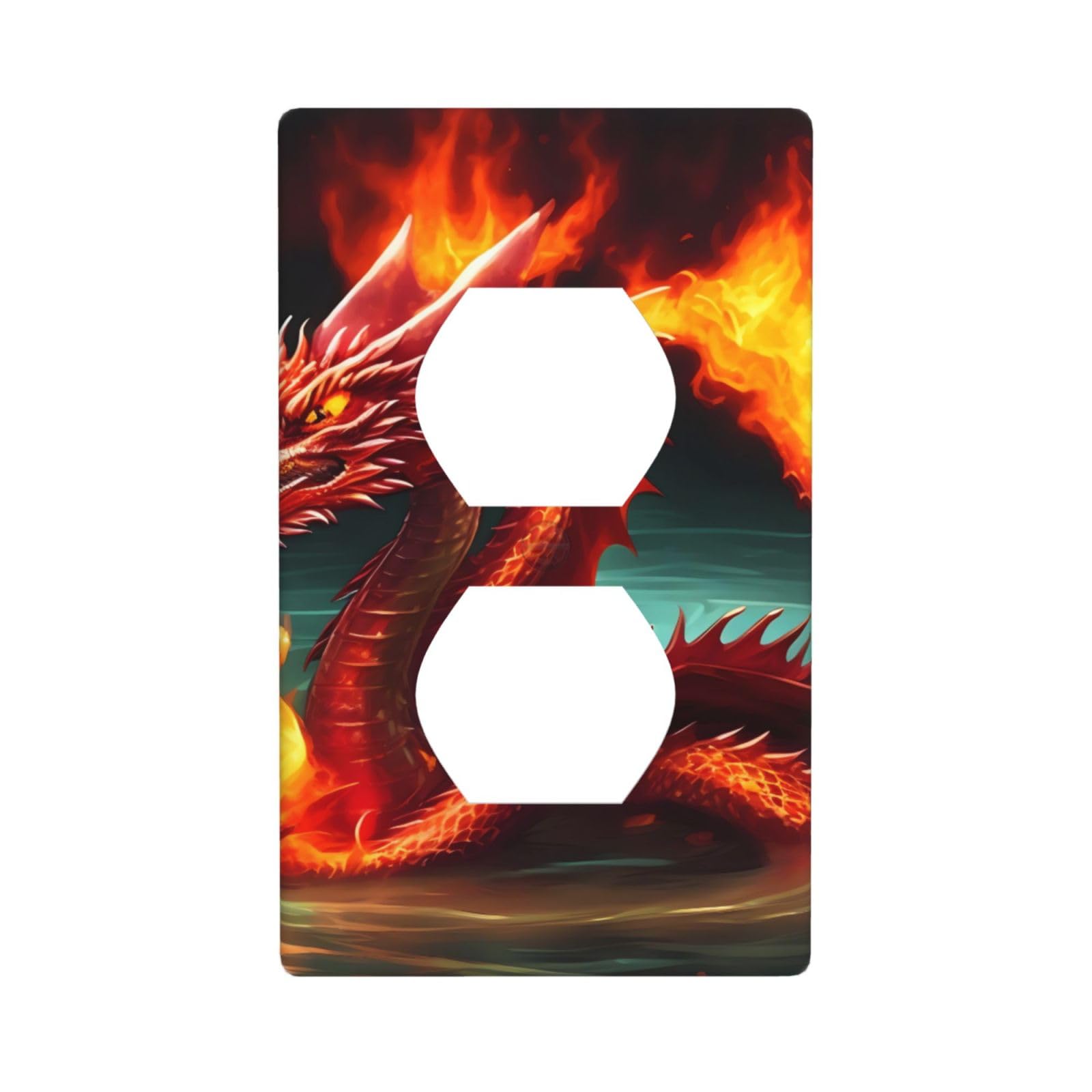Dragon King in Fire Unbreakable Polycarbonate Switch Plate-1 Gang Screwless Wall Plate for Home Office