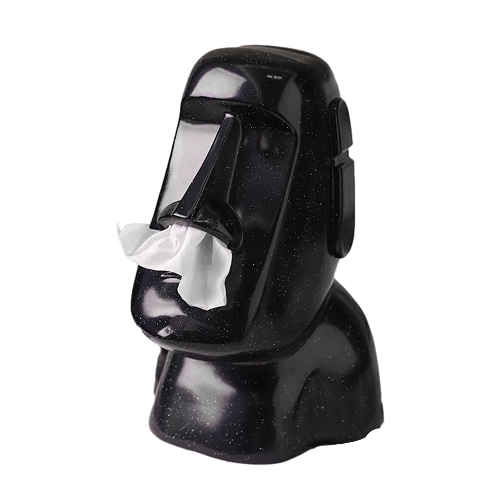 Glifora Moai Statue Tissue Holder - Easter Island Statue Tissue Box Cover, 3-in-1 Eyeglass Holder and Headphone Stand, Decorative Tissue Box Holder for Living Room, Home Office